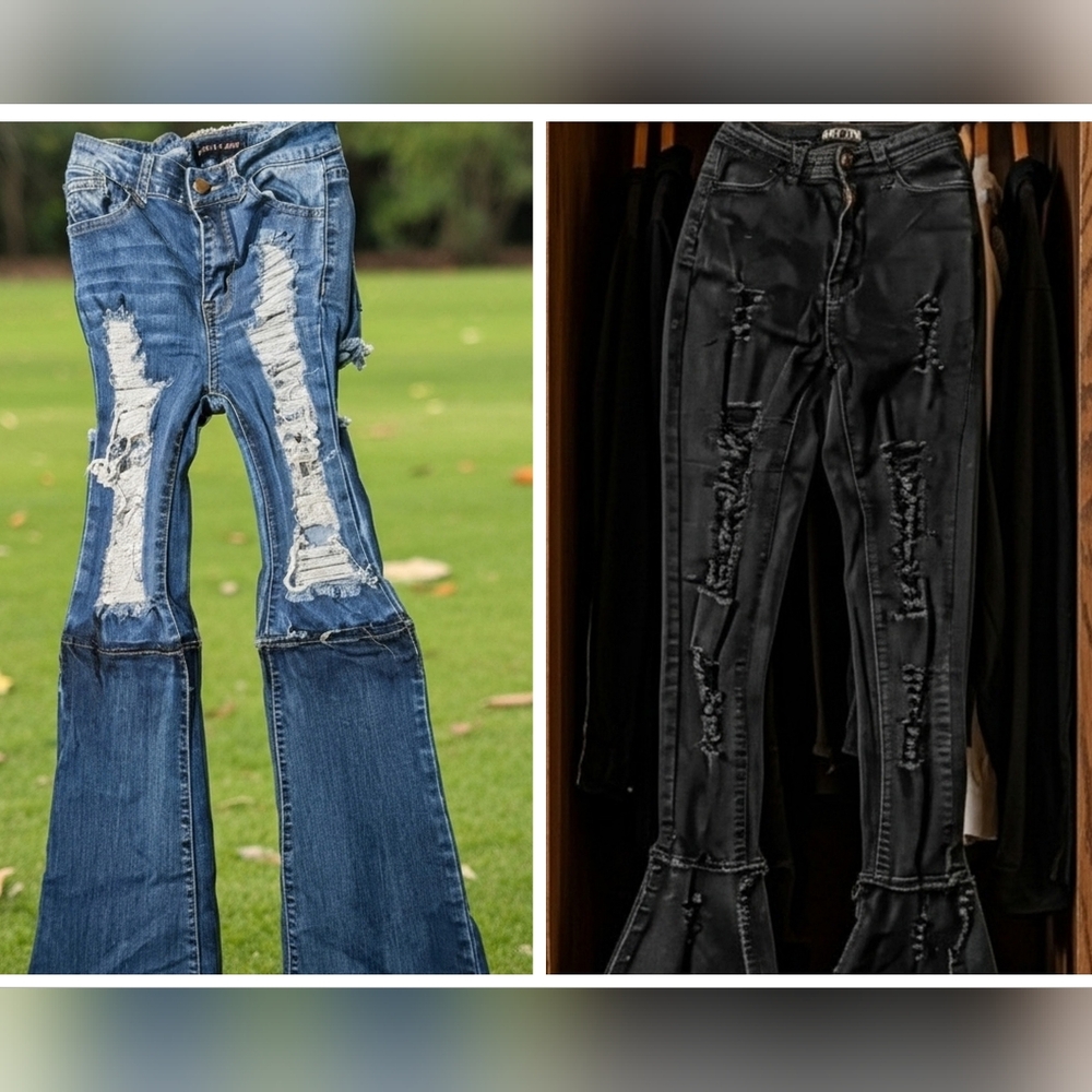 Distressed Denim Bell Bottoms Bundle-Purple Candy/JC & JQ/Womens Size Small